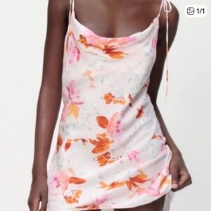 Zara Pink and Orange Floral Dress